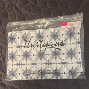 Thirty-One Tie-Dye Blue and White Pouch